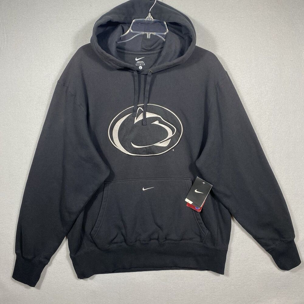 Nike Penn State Nittany Lions Club Logo Embroidered Black Large Hoodie NEW NWT